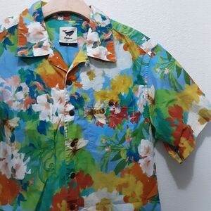Yiume Spring Floral Bees Pollination Button Shirt